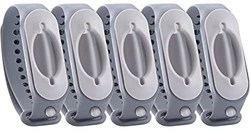 Cleanbrace Desinfektionsarmband Handdesinfektion für unterwegs inklusive Refiller, Grau, 5 stück, Pack of 5