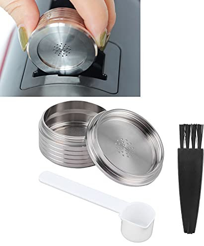 Wiederverwendbares Kaffeekapsel-Löffelbürsten-Set, wiederverwendbare, nachfüllbare Kaffeekapsel für die Kaffeemaschine DELTA Q NDIQ7323, passend für EP MINI (Lavazza Point)
