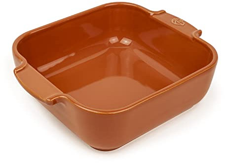 PEUGEOT - Plat Four En Céramique Carré - 21 cm (anses comprises) x 17,5 cm x 6 cm - Contenance : 1,1 L - Garanti 10 Ans - Fabrication Française - Coloris Terracotta