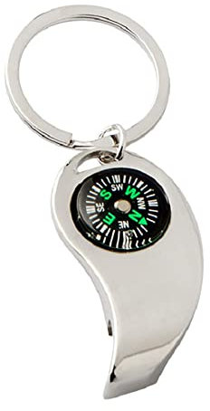 ARFUKA Bottle Opener Keyring Zinc Alloy Beer Opener Keychain Beverage Bottle Opener Key Chain with Compass, Women Men Gift for Christmas and Birthday