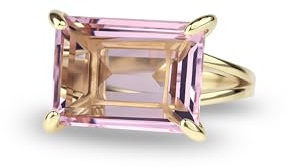 ANEMONE JEWELRY Gold Rosa Quarz Ring – Rechteckiger AA Edelstein – Statement Ring für Selbstliebe – Handgefertigter Schmuck für Frauen