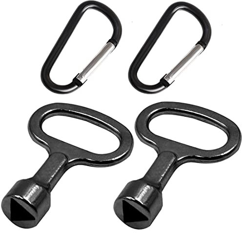 Zeayebsr Pack of 2 Triangular Key Universal Triangular Spanner 9 mm Triangular Key with D Carabiner Hook for Radiator Wheelie Bin Lift Bollard Barrier Posts Fire Brigade Cabinet