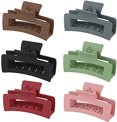 Große Haarklammer,6 Stück Rutschfest Haarspange Rechteckige Dickes Haarklammer Jumbo Klauen Clips Matte Solide Haarklammer Modisches Haar-Styling-Zubehör für für Frauen und Mädchen(6 Farben)