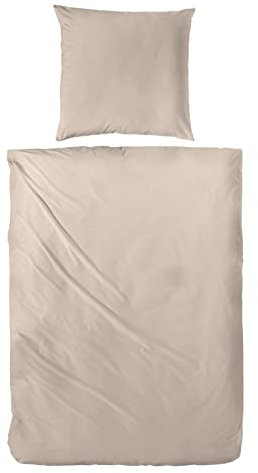 Beddress - Mako-Satin Bettwäsche, Falsches Uni Taupe, 155x220+80x80 cm, 100% Baumwolle, OekoTex