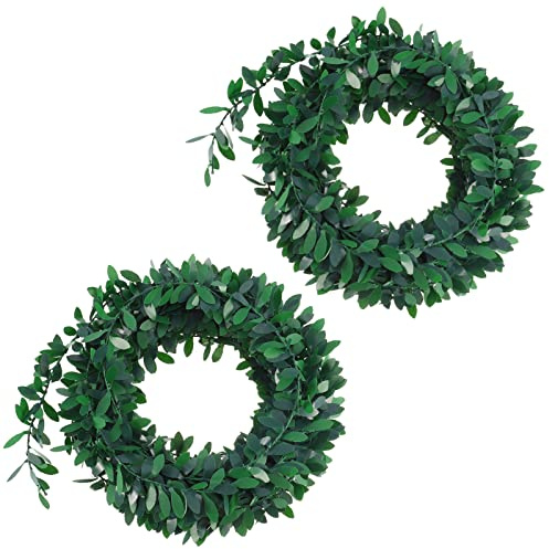 Dacitiery Künstliche Girlande, Blätter, grüne Blätter, 2 Stück, 7,5 m, für Hochzeit, Heimdekoration, Party, Wandkunst