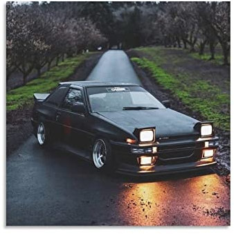ASDSA Jdm Auto-Poster Toyota Corolla Ae86, dekoratives Gemälde, Leinwand, Wandkunst, Wohnzimmer, Poster, Schlafzimmer, Gemälde, 30 x 30 cm