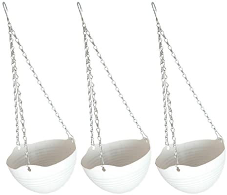 Happyyami 3 Ensembles Cache-Pot Suspendu Les Plantes D'intérieur Vivent à L'intérieur Pots De Fleurs à Arrosage Automatique Panier De Fleurs Suspendu Au Mur Blanche PP Métal