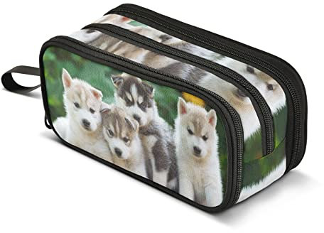 J JOYSAY Husky Federmäppchen für Welpen, großes Fassungsvermögen, für Mädchen und Jungen, mit Reißverschluss, Schreibwaren-Tasche, Schreibtisch-Organizer für Büro, Uni, Schule
