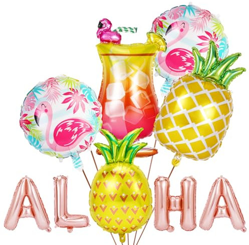 Luau Party dekorationen ALOHA Ballon Set 10 Pack, Aloha-Banner Ananasballons Aufblasbarer Palmenbaum Flamingo-Ballons Luau-Ballons für Hawaiianische Partybedarf