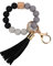 Sither Silikon Schlüsselanhänger Ring für Frauen Niedlicher Schlüsselanhänger Armband Armreif mit Quaste Auto Schlüsselanhänger Halter Mama Geschenk, Schwarz, Large