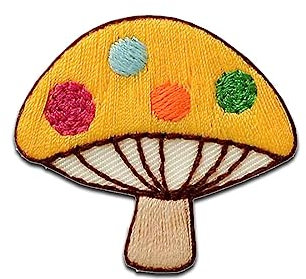 Mono-Quick Pilz gelb - Aufnäher, Bügelbild, Aufbügler, Applikationen, Patches, Flicken, zum aufbügeln, Größe: 3,5 x 3,9 cm