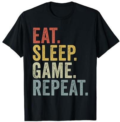 Eat Sleep Game Repeat Funny Gaming T-Shirt