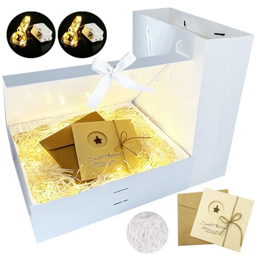 YeahBoom Großer Geschenkbox Mit Schleife,Kiste+Tasche+Farbband+Licht,Magnetische Geschenkbox,Geschenkschachtel,Geschenkbox mit Deckel,Geschenkverpackung Box mit Band,Geschenkkarton Für Valentinstag