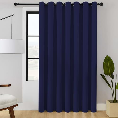 ChrisDowa Room Divider Curtain 96 Inches Long, Wide Blackout Sliding Door Curtain for Bedroom, Room Darkening Privacy Window Curtain for Patio Door (1 Panel Set, Navy Blue, 100 x 96 Inch)