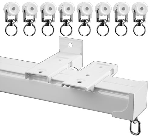 whalebee Decken Vorhangschiene Wandmontage Gardienenschiene, 80cm Bis 600cm Geräuschlos Und Glatt Schienen Für Vorhang, Haltbare Vorhangschienen, Aluminium 1 Läufig, Mit Beschlagsatz