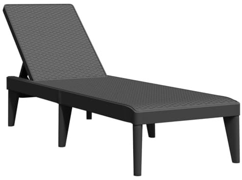 vidaXL Sonnenliege, Gartenliege Verstellbare Rückenlehne, Liegestuhl Liege mit Rattan-Optik, Relaxliege Strandliege Gartenmöbel, Anthrazit PP