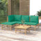 NITCA Gartenlounge Set Holz 5-TLG Bambus Lounge Wintergarten Lounge Bambus mit Kissen Grün Outdoor Bambus Lounge Balkon Lounge Sofa Bambus Gartenmöbel Set (Eckteil+2xMittelteil+Fußstütze+Tisch)