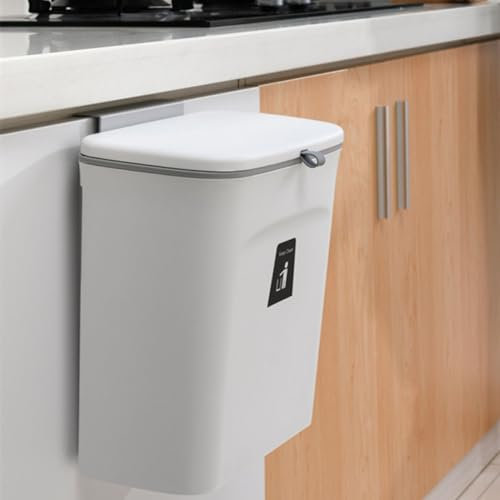 NiC IS COCNG Poubelle de Cuisine 9L Murale/Poubelle à couverclePortative - Bac à Ordures Accrochable sur Porte sans Perçage, Idéal pour Maison, Camping-Car