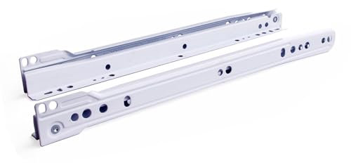 Set di Guide Scorrevoli a Rulli - Binario di Guida in Acciaio per Mobili Armadi Cassettiere - Disponibili in Diversi Colori e Misure - Facile Montaggio (500 mm - BIANCO) Utilizzabili per un Cassetto