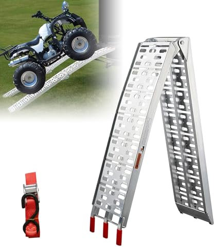 ISOISL Auffahrrampe Klappbar 340kg Verladerampe rutschfeste Verladeschiene Verzinkter Stahl Rampe Auto,Laderampe geeignet für Motorrad, ATV Quad PKW,Rasenmäher und mehr leicht 226cm