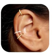 BVLAGIDA 3 Paare Ear Cuff für Damen Gold Ohrmanschette Fake Ohrringe Fake Pircing Earrings Without Ear Hole Clip Earrings Knorpel Helix Ohrringe mit Geschenkbox