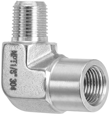 PATIKIL Schnellsteckverbinder 1/8 NPT Männlich x1/8 NPT Weiblich Silber | 90 Grad Winkel, Pneumatik Steckverbinder, Schlauchverbinder, 304 Edelstahl, Für Luft Kraftstoff Öl Wasser Schlauch