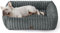 BEDSURE Hundebett Grosse Hunde orthopädisch, 76x61x20cm Cord Fleece waschbares Hundekorb, rutschfest Hunde bettchen mit hohem Rand, grau