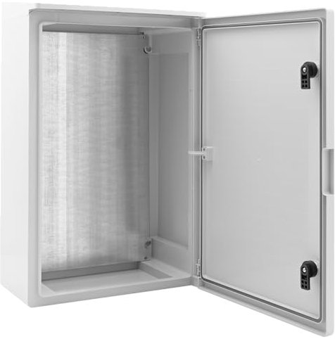 BOXEXPERT Kunststoff-Gehäuse mit Regendach, ABS Kunststoff, IP65, Industriegehäuse, Leergehäuse mit Wetterschutzdach, 600x400x200mm, grau, Gehäuse der Serie Fleet Roof