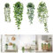KNGNGK 4 Pcs Artificial Hanging Plants Greenery Faux Fake Plants Decor Fake Potted Leaves Plants Artificial Vine Leaves Trailing Plants with 4 Pots for Home Decor Garden Wall Shelf Indoor Outdoor