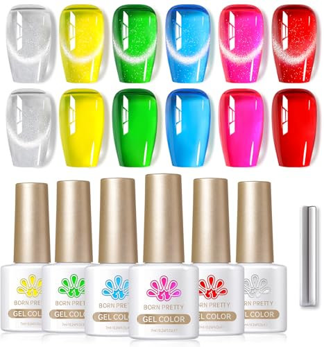 Born Pretty UV Nagellack Glitzer Neon Ice Jelly Silber Gel Nagellack Glas Kristall Frühling Sommer Transparent UV LED Soak off Manicure Gel Lacquer Varnish
