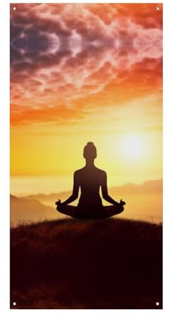 Yoga Meditation Türabdeckung Lustiges Türschild Banner Haustür Dekoration Haus Dekoration Party Winter Geburtstag Dekor Ferienhaus Küche Banner Supplies Dekoration