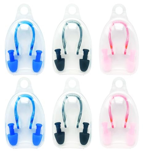 SAIIURV 6 Pièces Pince Nez En Silicone Nageur Bouchons d'Oreille Protecteur de Nez Pour Piscine Natation pour Piscine, Mer, Bain, Sports Aquatiques Protecteur de Nez Pour Piscine Natation