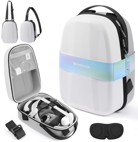 Foregoer Carrying Case for Meta Quest 3/Oculus Quest 2, Hard Travel Storage Case Compatible with Meta Oculus Quest 2 Headset, Quest Pro and Accessories (White)