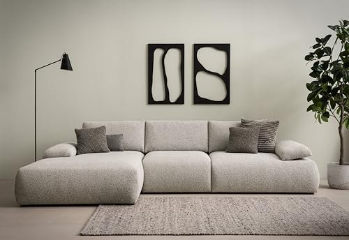 DOMO. collection Ecksofa Soto, Sofa in L-Form mit Taschenfederkern, Eckcouch, Modulsofa 324 x 188 x 80 cm (BxTxH), Silber-grau