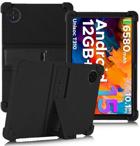 ATOOZ for DOOGEE Tab A9 Case 10.1 Inch 2025,Soft Silicone Kids Case for DOOGEE Tab A9 Pro 10.1 Tablet with PC Stand (Black)