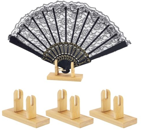 PH PandaHall 4pz Supporto per Ventaglio Pieghevole in Legno Supporto per Ventaglio Singolo, Base Espositiva per Ventagli Pieghevoli Giapponesi per Negozi Musei e Case, 11.3x4.1x6.3cm