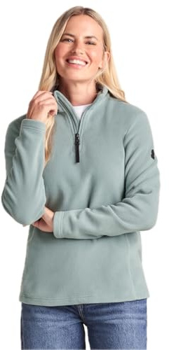 TOG24 Revive Women's Fleece Jackets Warm Fleece Jumper Pullover with Zip Neck Ladies Sports Bodywarmer Lightweight Stand-Up Collar Sweatshirts Smokey Teal UK08