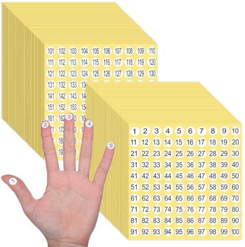 Jeffdad 6000Pcs Small Number Stickers, 1-200 Round Number Stickers Labels | 0.4'' Self Adhesive Numbered Label Inventory Organizing Decals for Indoor Outdoor Storage Boxes