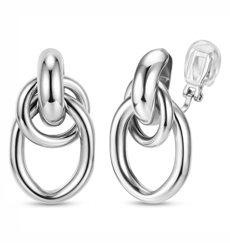 Kakonia Clip Ohrringe Damen Hypoallergen Ohrclips Damen Ohne Ohrlöcher | Gold Silber Klipp Ohrringe kinder Twisted Seestern Chunky Ohrring ohne ohrloch Fake Ohrring Set Mädchen clip on earrings