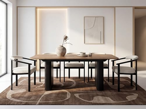 WFL GROUP Ausziehbarer Rechteckiger Esstisch – XXL Modernes Design mit Schwarzem Metallgestell – für 8-12 Personen, 180 x 90/280 cm – Eiche Braun