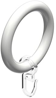 Interdeco Gardinenringe mit Faltenhaken/Kunststoff-Ringe in Weiß für Gardinenstangen 28 mm Ø (20 Stück)