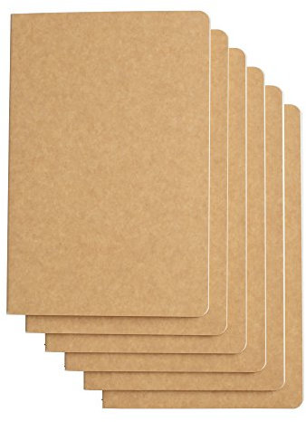 Reisetagebuch Set mit 6 Notizbüchern für Reisende - Kraftpapier braun Softcover - A5 Größe - 210 mm x 140 mm - 60 blanko Seiten/30 Blatt