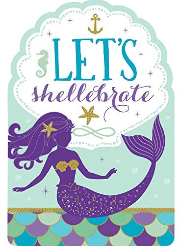 Mermaid Wishes Postcard Invitations with Stickers (8 pk)