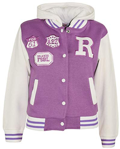 A2Z 4 Kids Mädchen Baseball Kapuzen Baby Rosa R Mode NYC/Fox Jacke Varsity Stil Mantel Lang Ärmel Beiläufig Mode Geschenke Alter 2-13 Jahre
