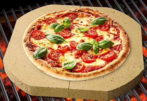 Mr. BBQ Pizzastein, Brotbackstein, 2-teilig, 40 x 20 x 3 cm je Hälfte, für Pizza, Flammkuchen, frischem Brot und Bruschetta, für Grill und Backofen geeignet