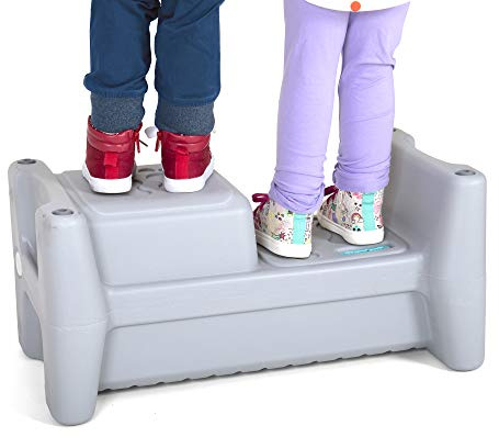 Simplay3 Sibling Step Stool - 2 Sided Extra Wide Sit and Stand Multiple Height Lightweight Anti Slip Step Stool for Children