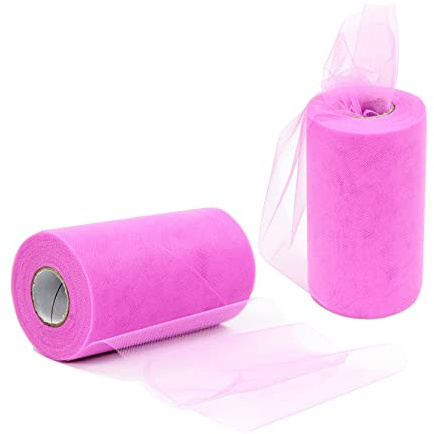 ZADAWERK® Tüll - 15 cm x 45 m - Pink - 1 Rolle - Tisch-Deko - Hochzeit - Weihnachts-Tüll - Geschenk - Schleife - Schleier - Tutu - DIY Tüllrolle - Netzstoff (Pink, 15 cm)