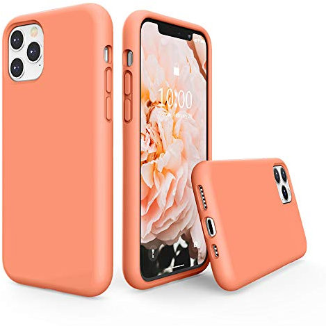 SURPHY Schutzhülle für iPhone 11 Pro, Flüssigsilikon mit weichem Mikrofaser-Kissen, Innenfutter, stoßfest, Schutzhülle für iPhone 11 Pro 5,8 Zoll (14,7 cm) (Pfirsich)