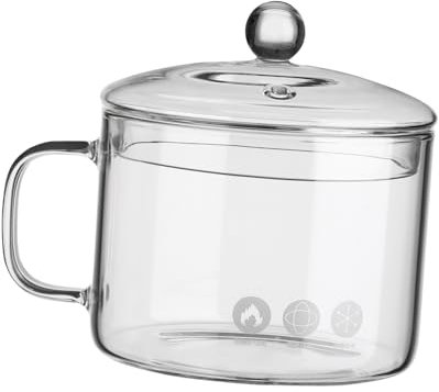 UPKOCH Handled Stewpot Heat-Resistant High Borosilicate Glass Cooking Pot for Oven Microwave Use for Soups and Noodles Easy to Clean