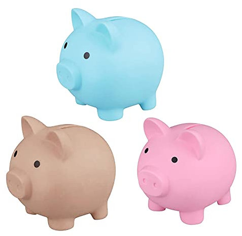 monshop 3 Stück Sparschwein Plastik, Sparschwein Schwein, Weichem Körper In Lebendigen Farben, Mini Kleines Schwein Sparbüchse Münzbank, Lustige Geschenke